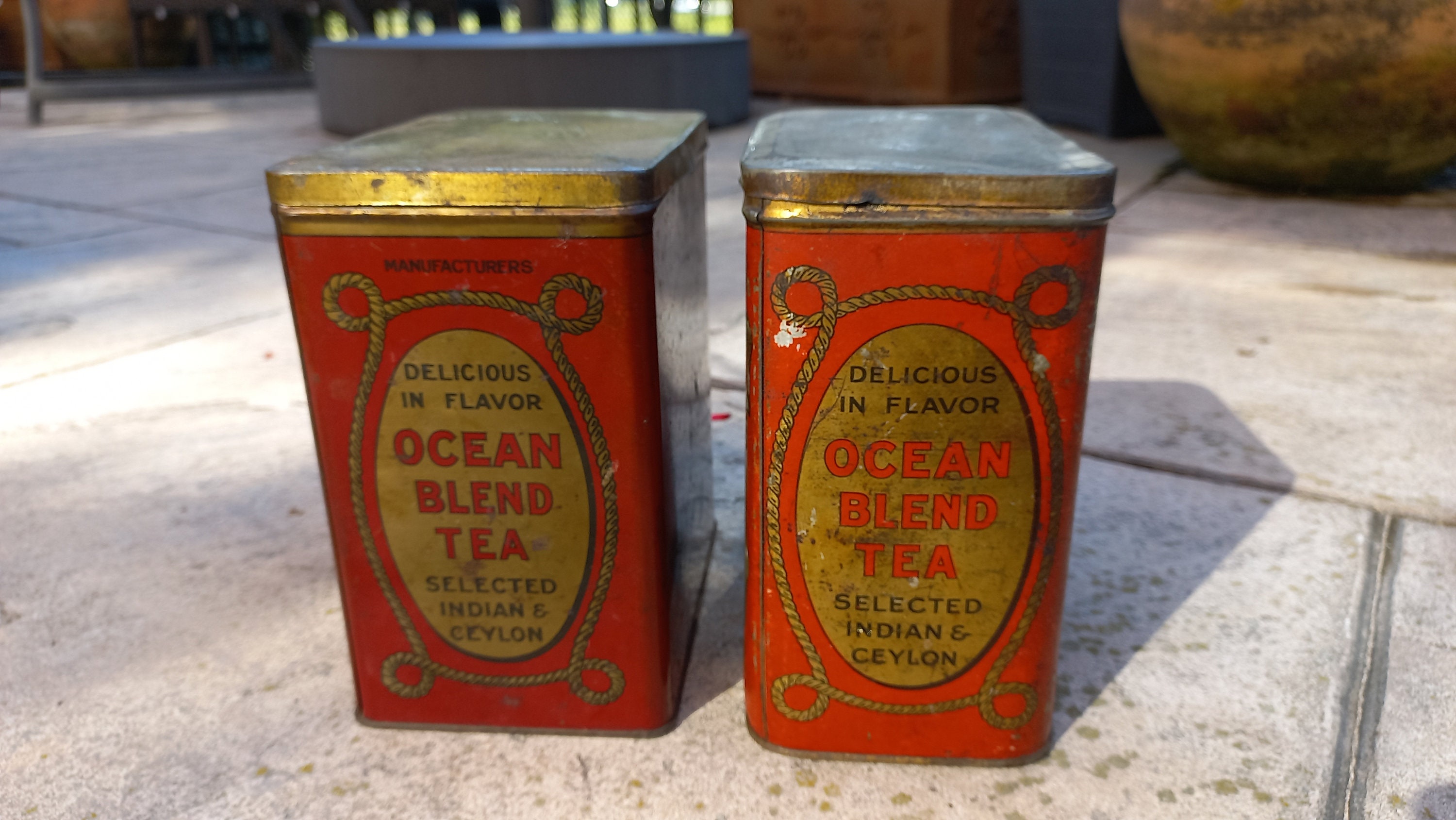 雑貨 インテリア Ocean Blend Indian and Ceylon Tea Tin  ティン缶 ビンテージ Ocean Blend Tea Co Vintage Tin – prettyvintagecambridge