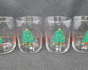 Vintage Libby Christmas Tree Glasses Set of 4