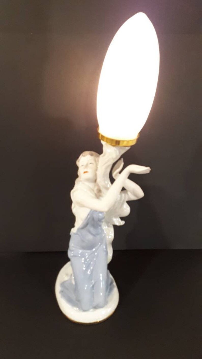 Art Deco Porcelain Lady Lamp Etsy