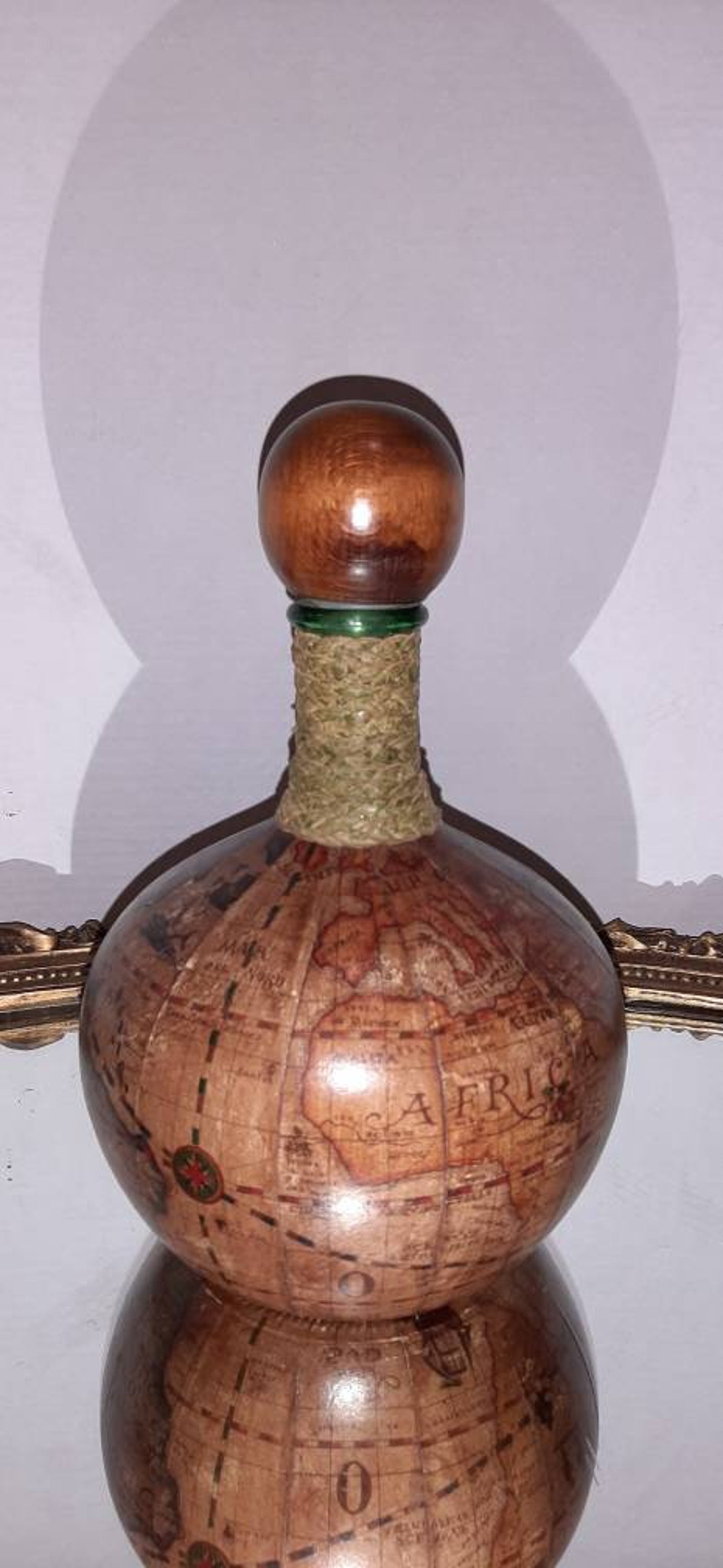 Vintage Italian Leather Decanter With Old World Map Etsy
