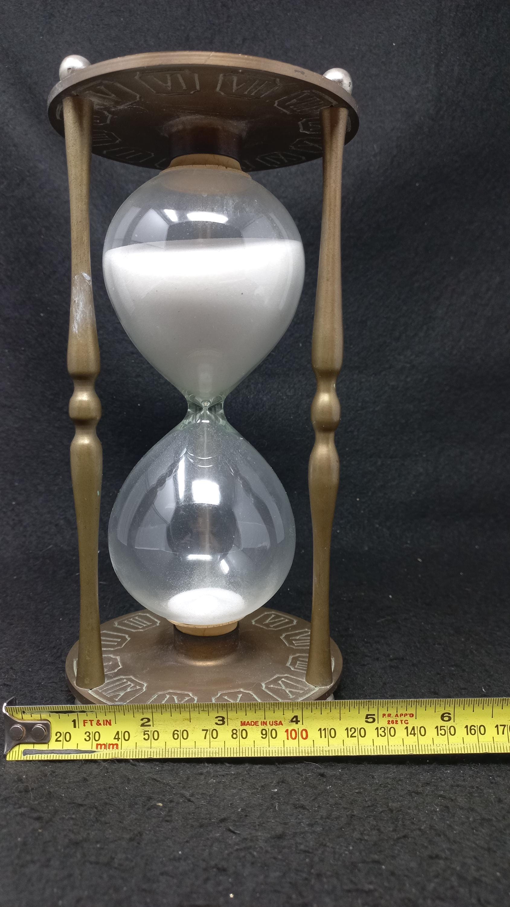 Vintage Brass Hour Glass With Roman Numerals and Zodiac Sign. S2