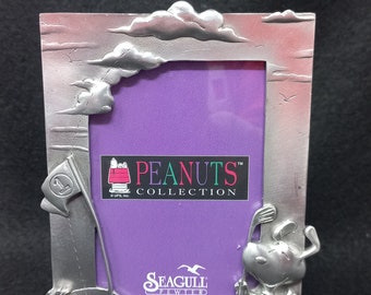 Seagull Pewter Peanuts Collection Picture Frame Snoopy Woodstock Golfing