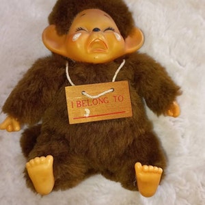Vintage Rare Crying Monchhichi Japan I Belong to....