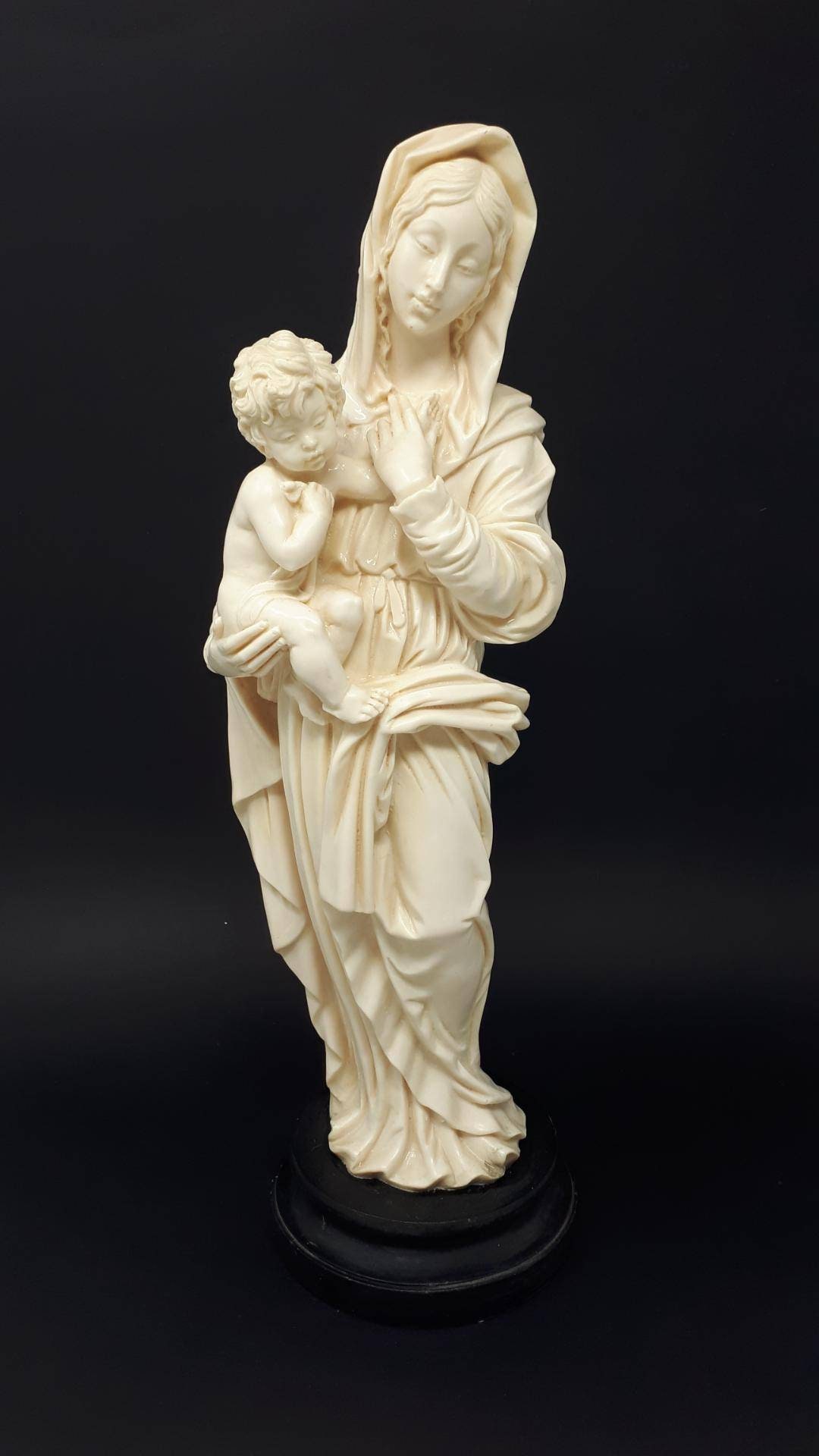 Vintage A.santini Italy Faux Ivory Madonna With Child Statue
