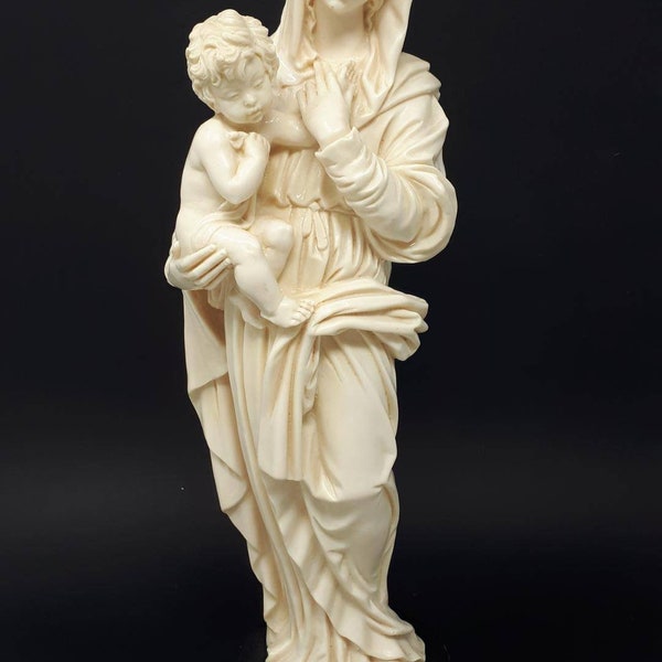 Vintage A.Santini Italy Faux Ivory Madonna with Child Statue