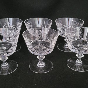 Vintage Pinwheel Crystal Coupe/ Champagne Glasses Set of 6 Retro MadMen