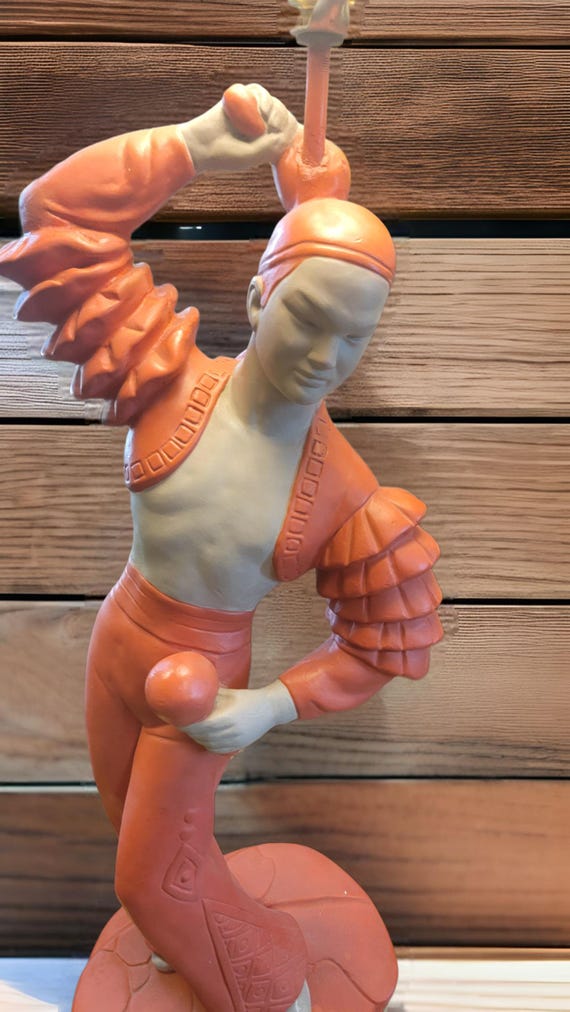 Vintage Chalkware Dancers Table Lamps by Emil Bertolozzi 1950's
