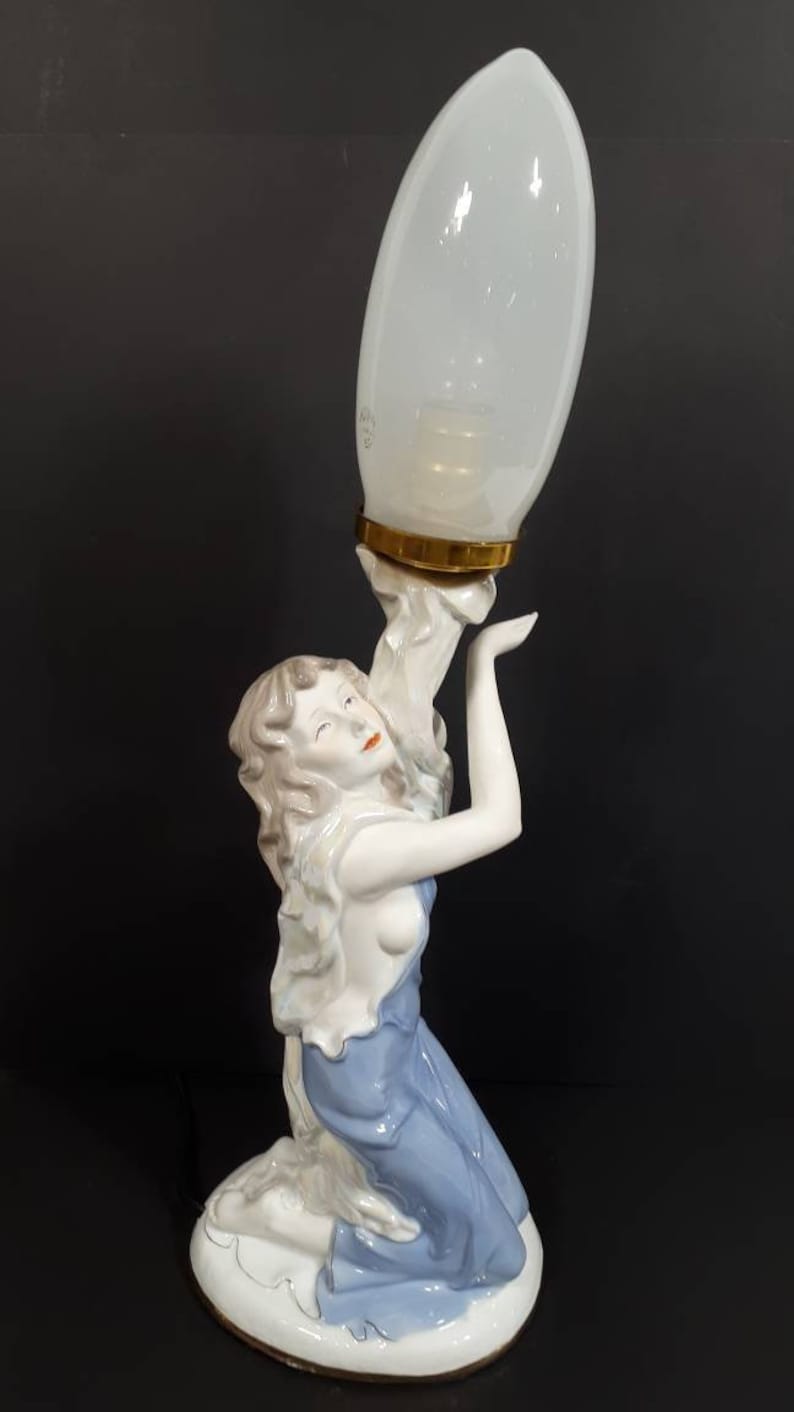 Art Deco Porcelain Lady Lamp Etsy