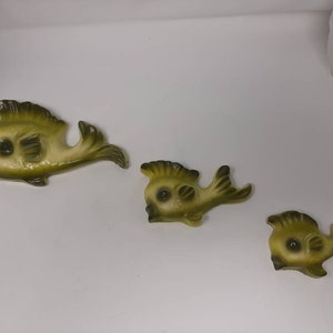 Vintage Mid-century  Chalkware School of Fish