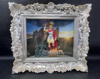 St. Michael the Archangel Satan/Lucifer Defeated 3D Picture Box Vintage 1960’s