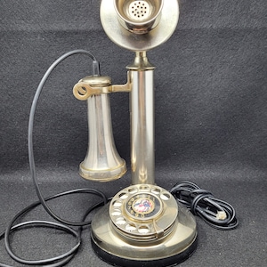 Vintage 1920s Style Old Candle Stick Metal Telephone