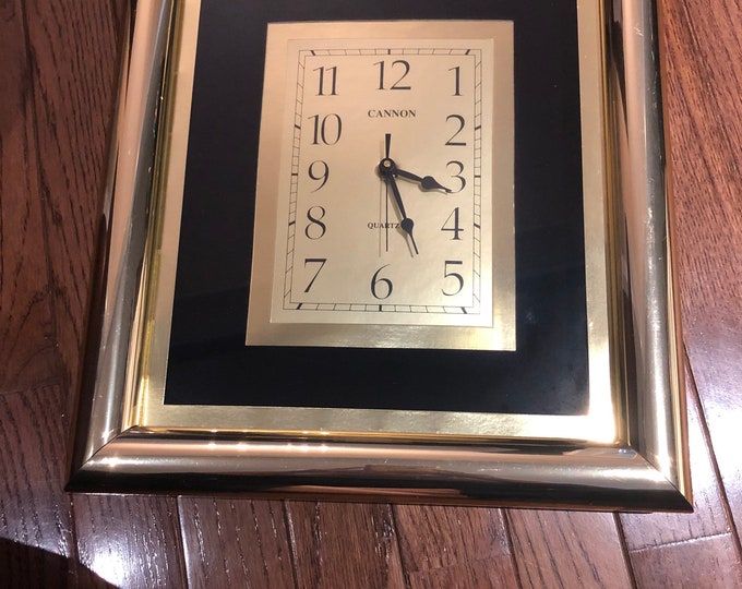 Vintage Cannon Quartz Wall Clock in Brass Finish