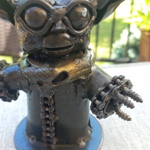 Star Wars Yoda Metal Figurine Recycled Metal Baby Yoda Baby Yoda Metal Sculpture image 7