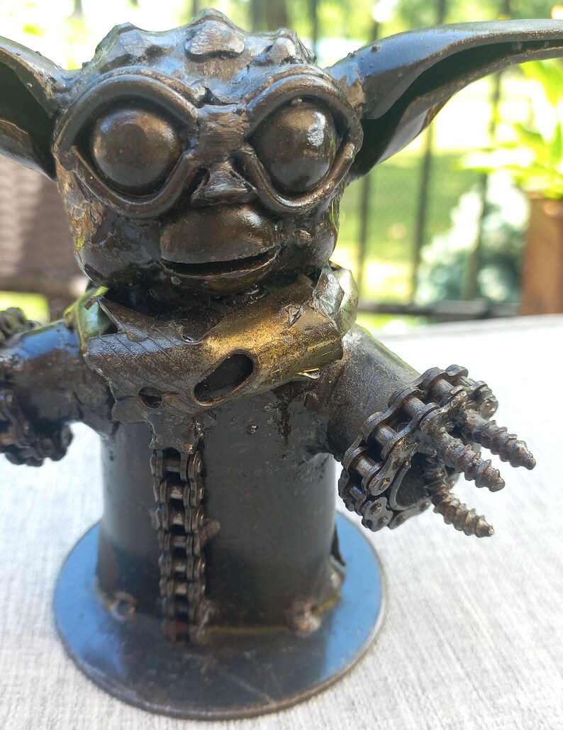 Star Wars Yoda Metal Figurine Recycled Metal Baby Yoda Baby Yoda Metal Sculpture image 7