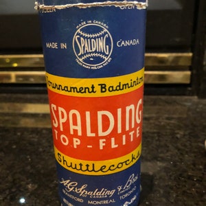 Vintage Natural Feather Tournament Badminton Spalding - Top Flite  Shuttlecocks. In Cannister Made in Canada