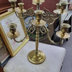 Vintage Brass Candelabra 8 Arms + 1 Candle Holder Large Brass Candle Holder Price is for 1