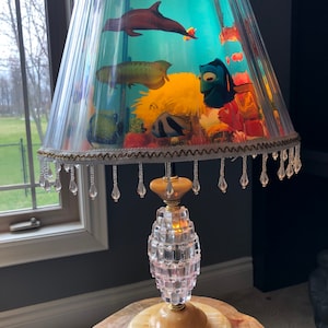 Kitsch Rotating Aquarium Fish Lamp Marble Base Nemo Etsy UK