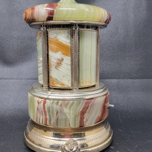 Vintage REUGE SIMO Florence Onyx Carousel Music Box Cigarettes/lipstick  Holder WORKING!!!!!