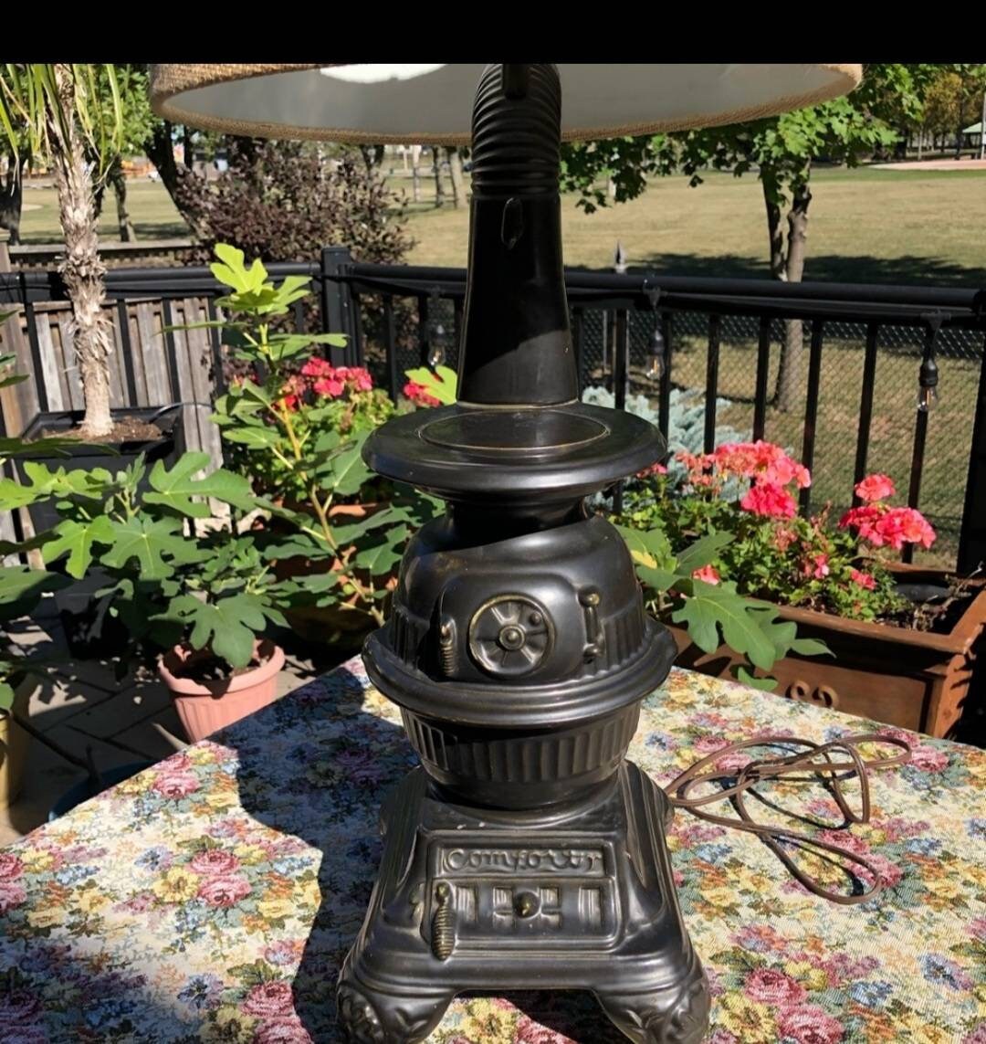Vintage Potbelly Stove Ceramic Lamp Etsy Nederland