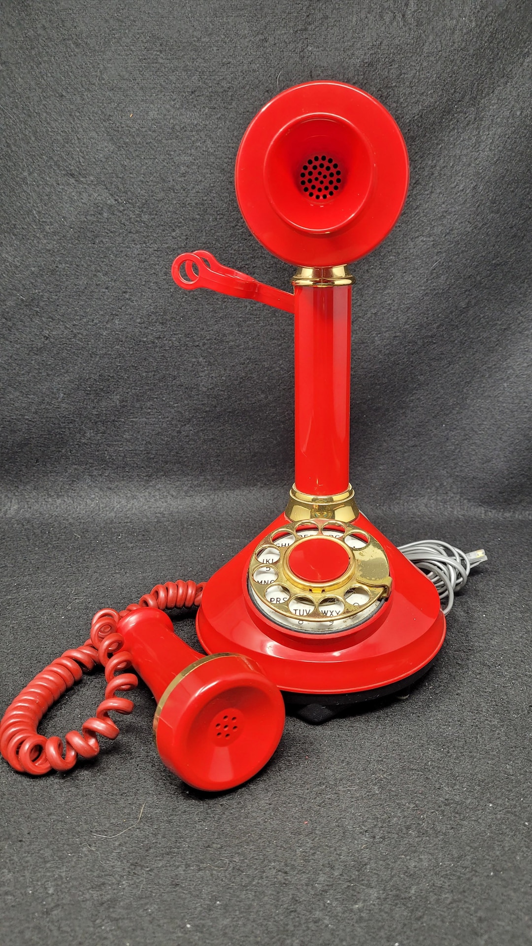 Vintage Deco Tel Red Candlestick Rotary Telephone Etsy