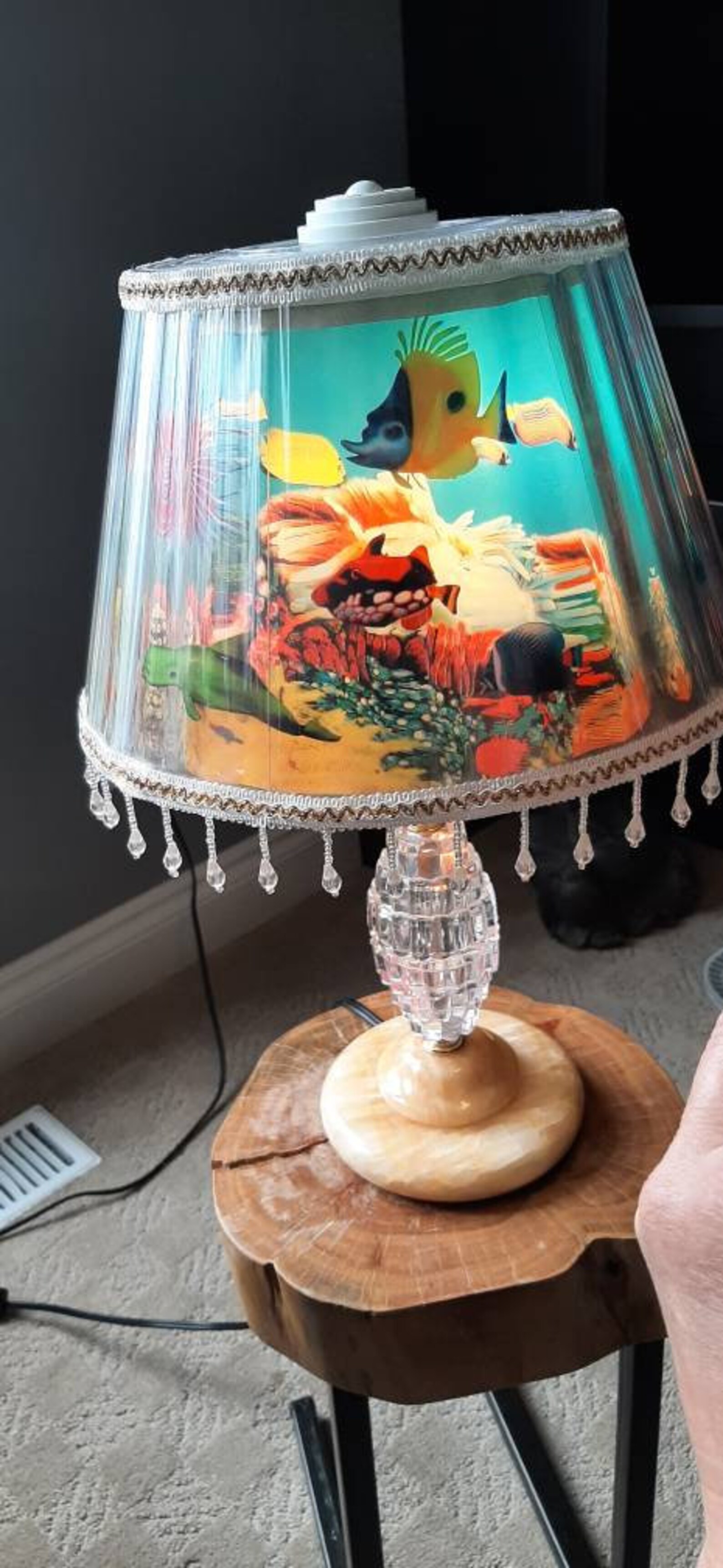Kitsch Rotating Aquarium Fish Lamp Marble Base Nemo Etsy