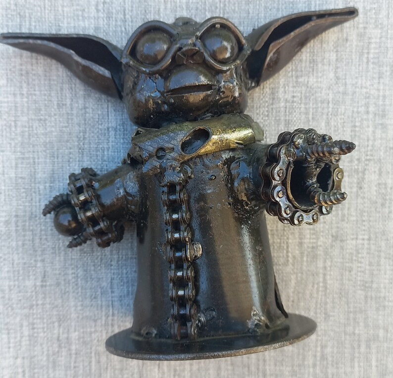 Star Wars Yoda Metal Figurine Recycled Metal Baby Yoda Baby Yoda Metal Sculpture image 10