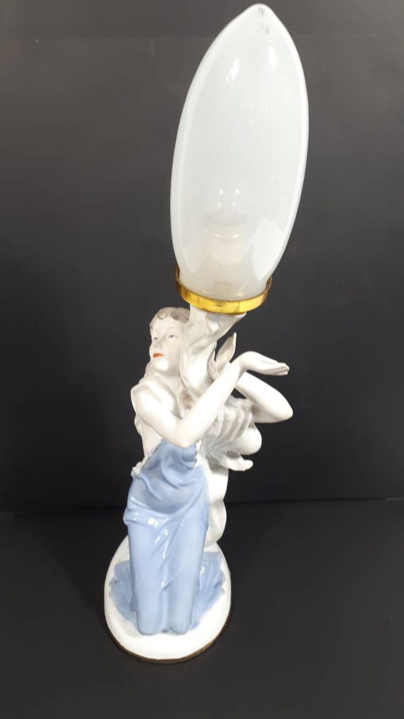 Art Deco Porcelain Lady Lamp Etsy