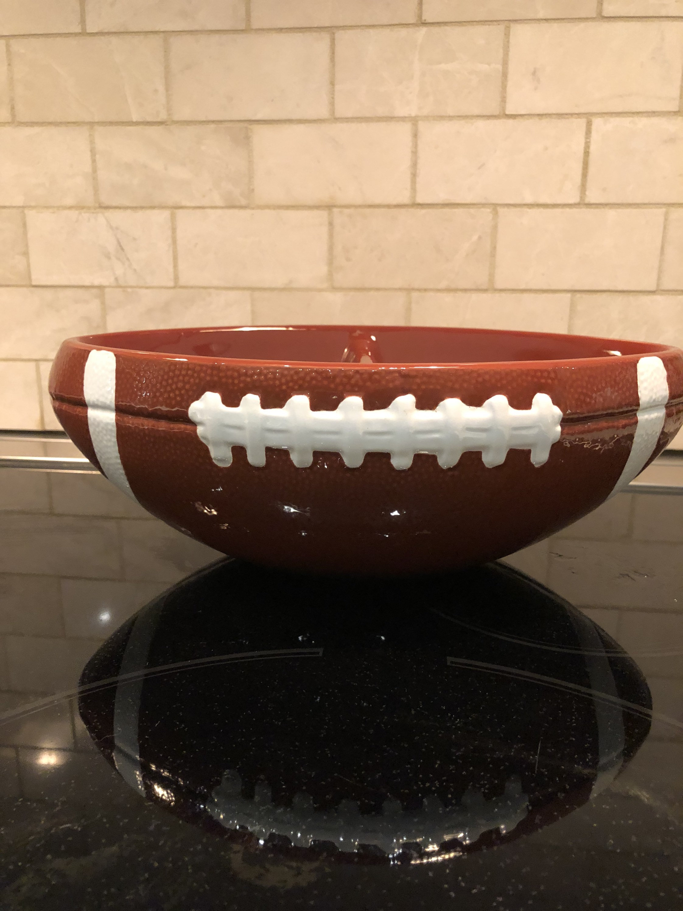 M&M Ceramic FootBall Shaped Candy Dish Divided Bowl NIB Rare Etsy