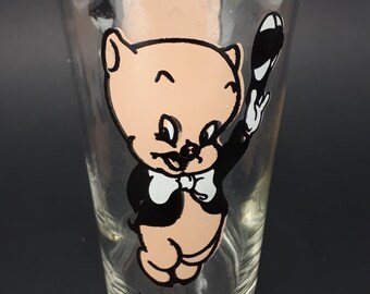 Vaso coleccionable vintage de Pepsi, Porky Pig, de 1973, de Federal Glass, Warner Brothers