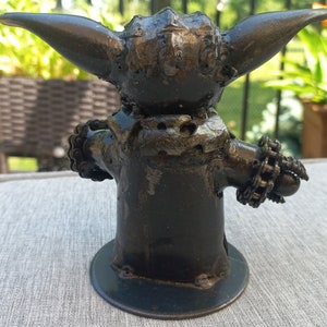 Star Wars Yoda Metal Figurine Recycled Metal Baby Yoda Baby Yoda Metal Sculpture image 4
