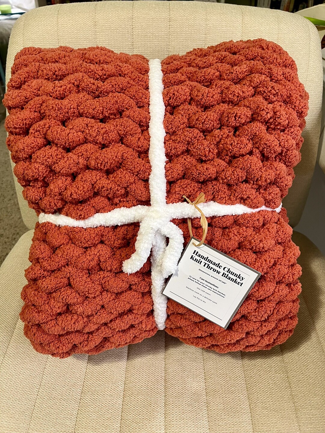 Handmade Chunky Knit Blanket Chunky Knit Throw Blanket Baby Blanket