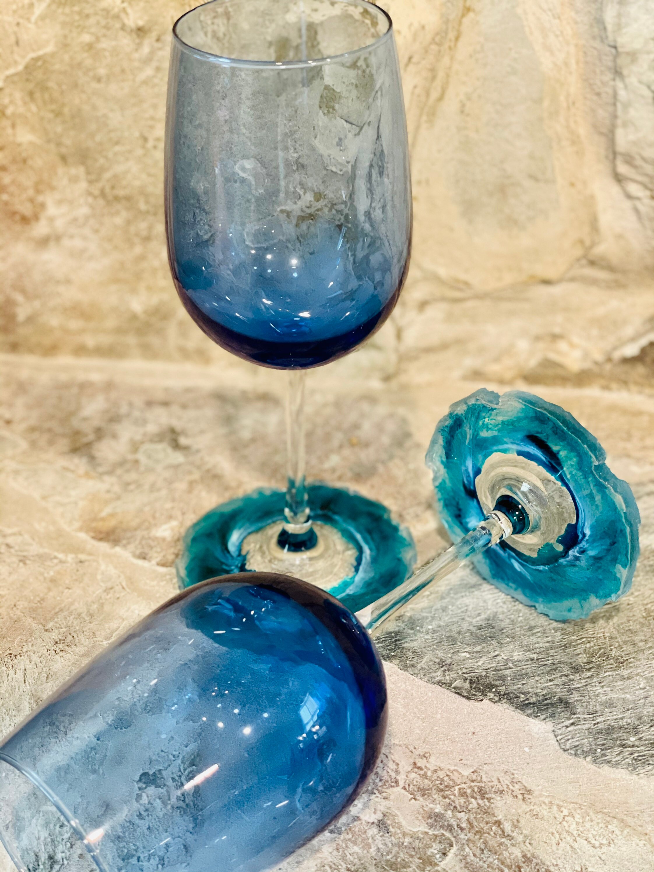 Ocean Wine Glasses Set of 2 Wine Glasses Ocean Decor Beach Etsy