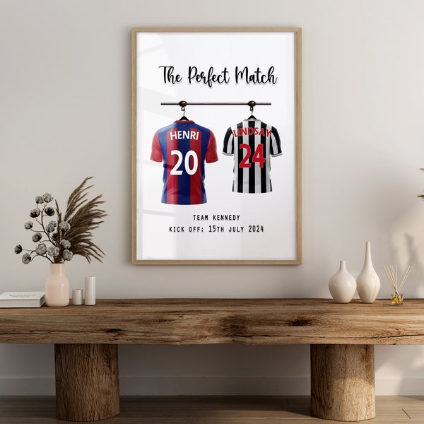 Wedding Football Gift, Custom Couple Print, Football Wall Art, Wedding Print, Above Bed Décor, Mr & Mrs Present, Wedding Football Décor