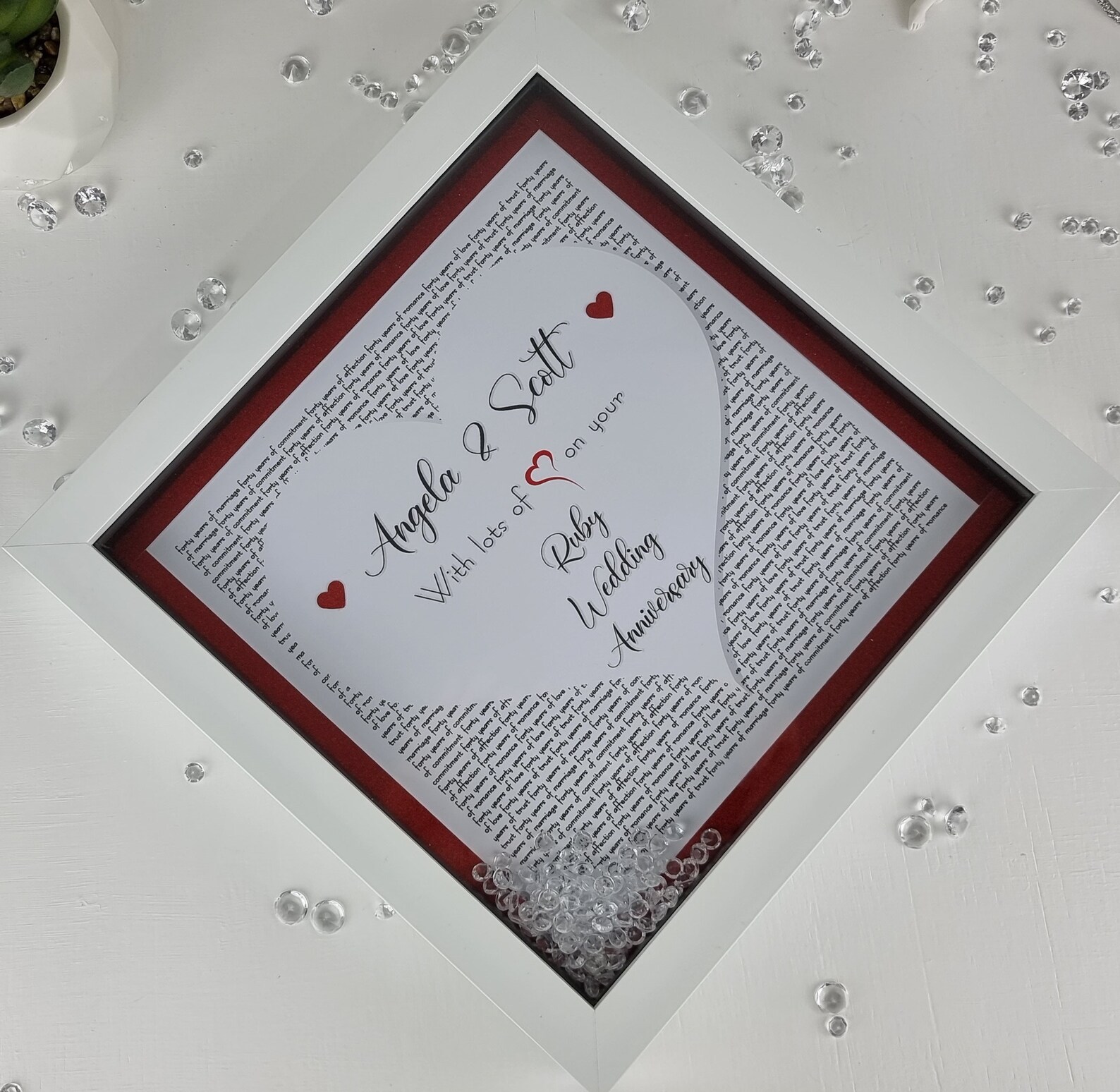 Ruby Wedding Anniversary Gift Frame 40 Years Anniversary Etsy