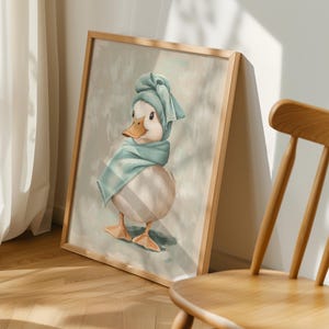Duck Bathroom Wall Art – Cute Duck in Towel Print – Funny Bathroom Decor – Quirky Duck Wall Art – Trendy Duck Prints – Duck Home Decor image 3