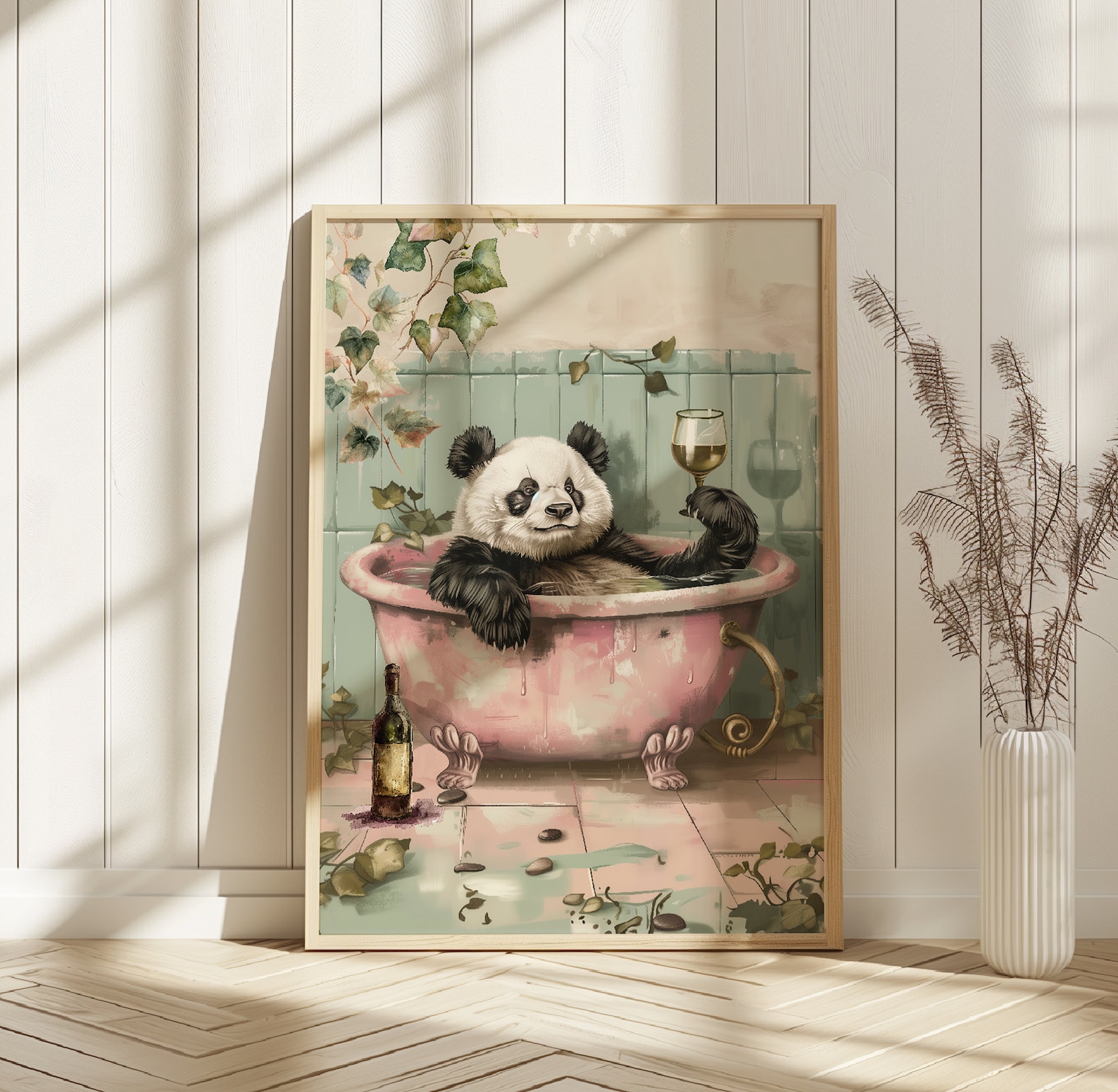 Panda Bathroom Print, Funny Animal Poster, Panda in Bath Tub Print ...