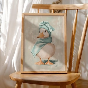 Duck Bathroom Wall Art – Cute Duck in Towel Print – Funny Bathroom Decor – Quirky Duck Wall Art – Trendy Duck Prints – Duck Home Decor image 4