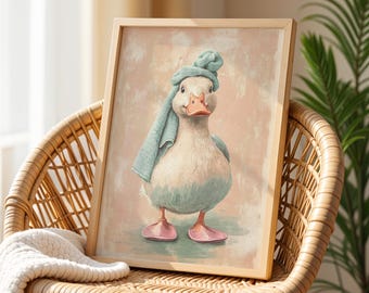 Bathroom Wall Art - Duck Print - Quirky Bathroom Decor - Duck Art - Guest Bathroom Prints (Digital Download)