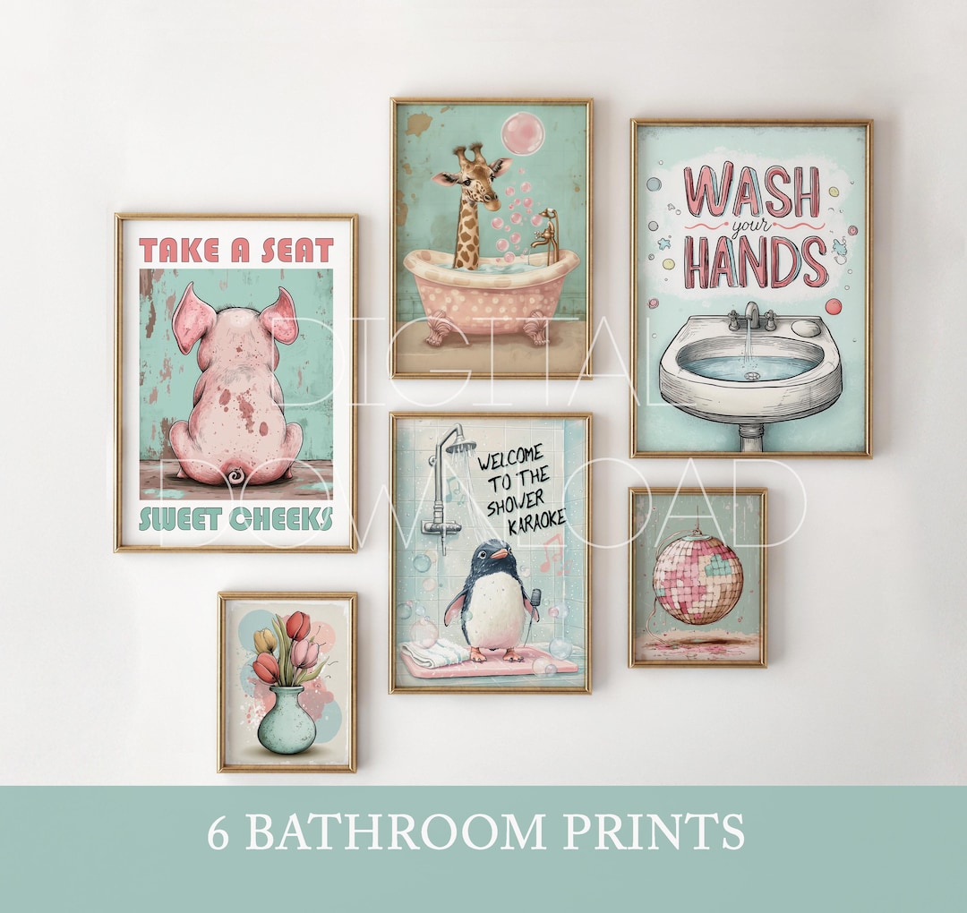 Funny Bathroom Wall Art - Quirky Toilet Humor Prints - Trendy Bathroom ...
