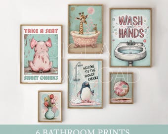 Funny Bathroom Wall Art - Quirky Toilet Humor Prints - Trendy Bathroom Quotes - Powder Room Decor - Printable Wall Art Bundle