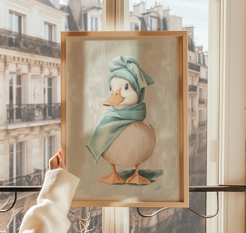 Duck Bathroom Wall Art – Cute Duck in Towel Print – Funny Bathroom Decor – Quirky Duck Wall Art – Trendy Duck Prints – Duck Home Decor image 8