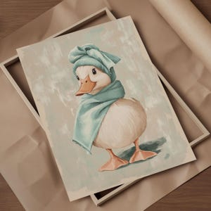 Duck Bathroom Wall Art – Cute Duck in Towel Print – Funny Bathroom Decor – Quirky Duck Wall Art – Trendy Duck Prints – Duck Home Decor image 6
