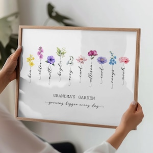 Birth Flower Mother's Day Print, Grandma's Garden, Birthday Gift for Mum, Grandparent Gift, Family Gifts, Grandma Gift