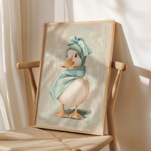 Duck Bathroom Wall Art – Cute Duck in Towel Print – Funny Bathroom Decor – Quirky Duck Wall Art – Trendy Duck Prints – Duck Home Decor image 7