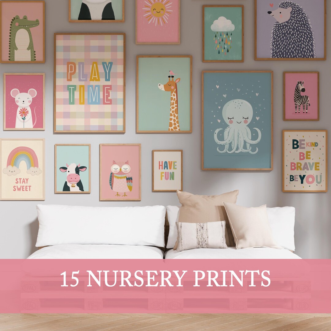 Girls Nursery Wall Art - Playroom Prints - Kids Room Decor - Playroom ...