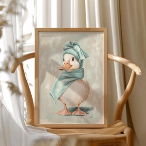 Duck Bathroom Wall Art – Cute Duck in Towel Print – Funny Bathroom Decor – Quirky Duck Wall Art – Trendy Duck Prints – Duck Home Decor image 2