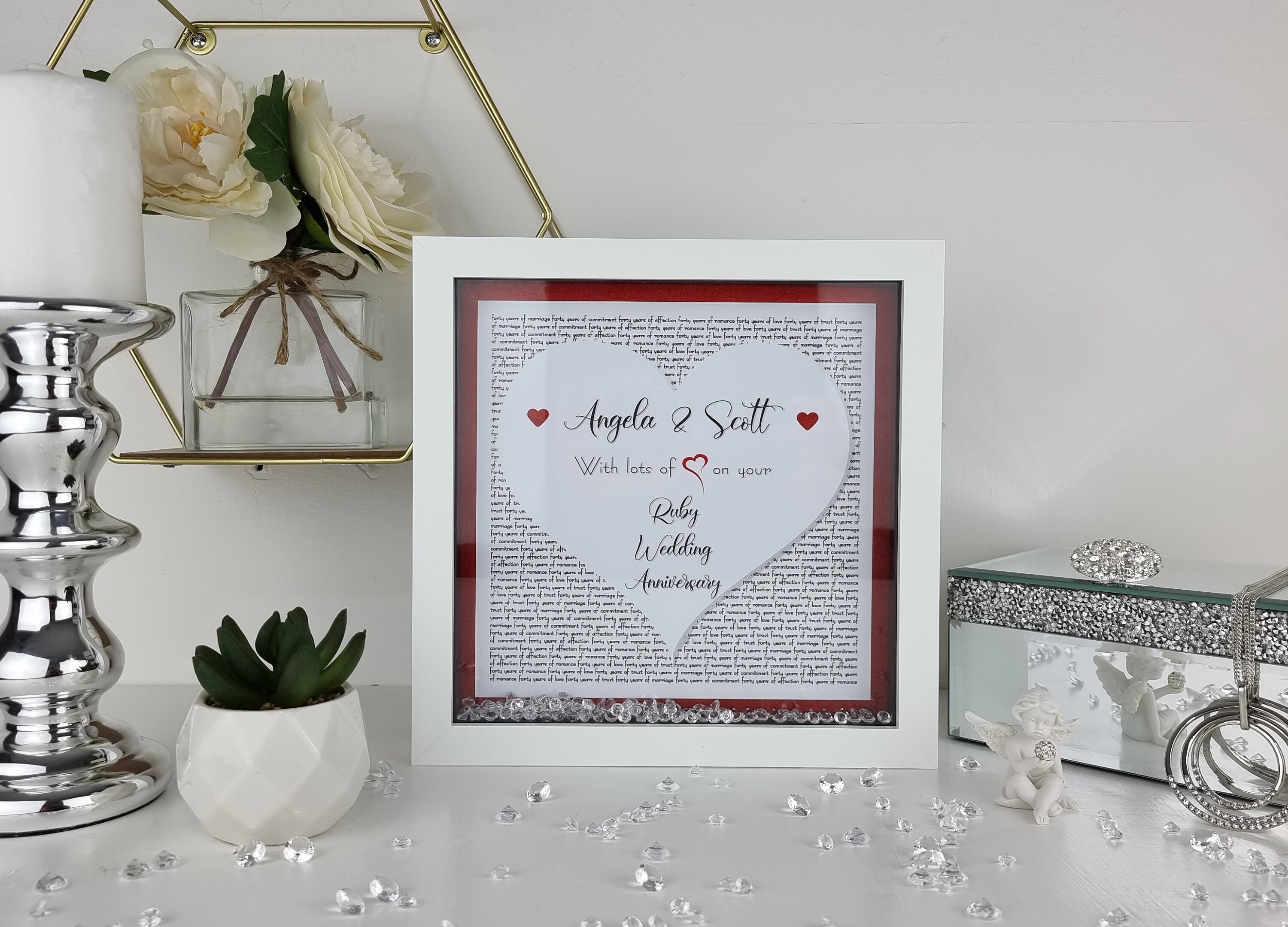 Ruby Wedding Anniversary Gift Frame 40 Years Anniversary Etsy