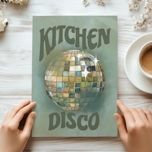 Druckbare Küche Disco Print, Küche tanzen Print, Küche Wandkunst, Disco Ball Art Print, Disco Küche Print, Quirky Home Decor