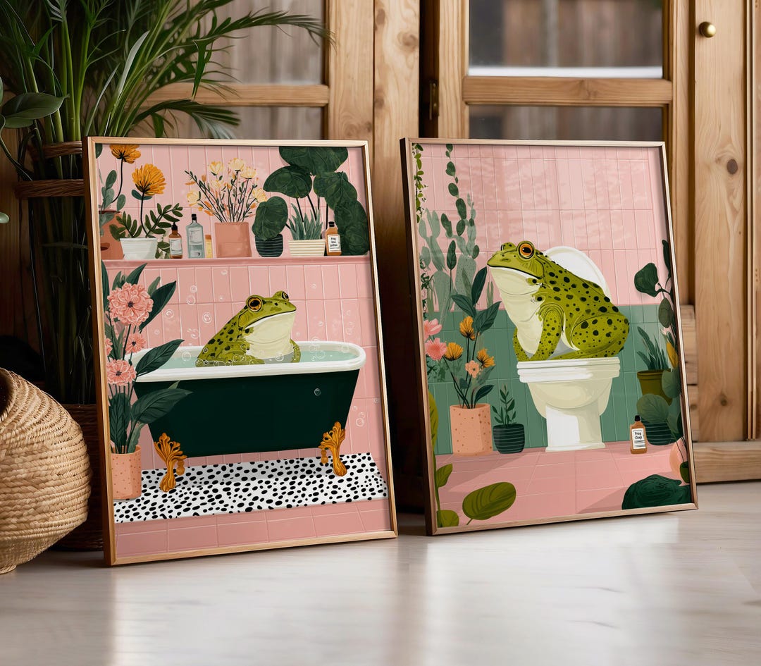 Bathroom Wall Art - Frog Prints - Toilet & Bathtub Art Prints - Home ...