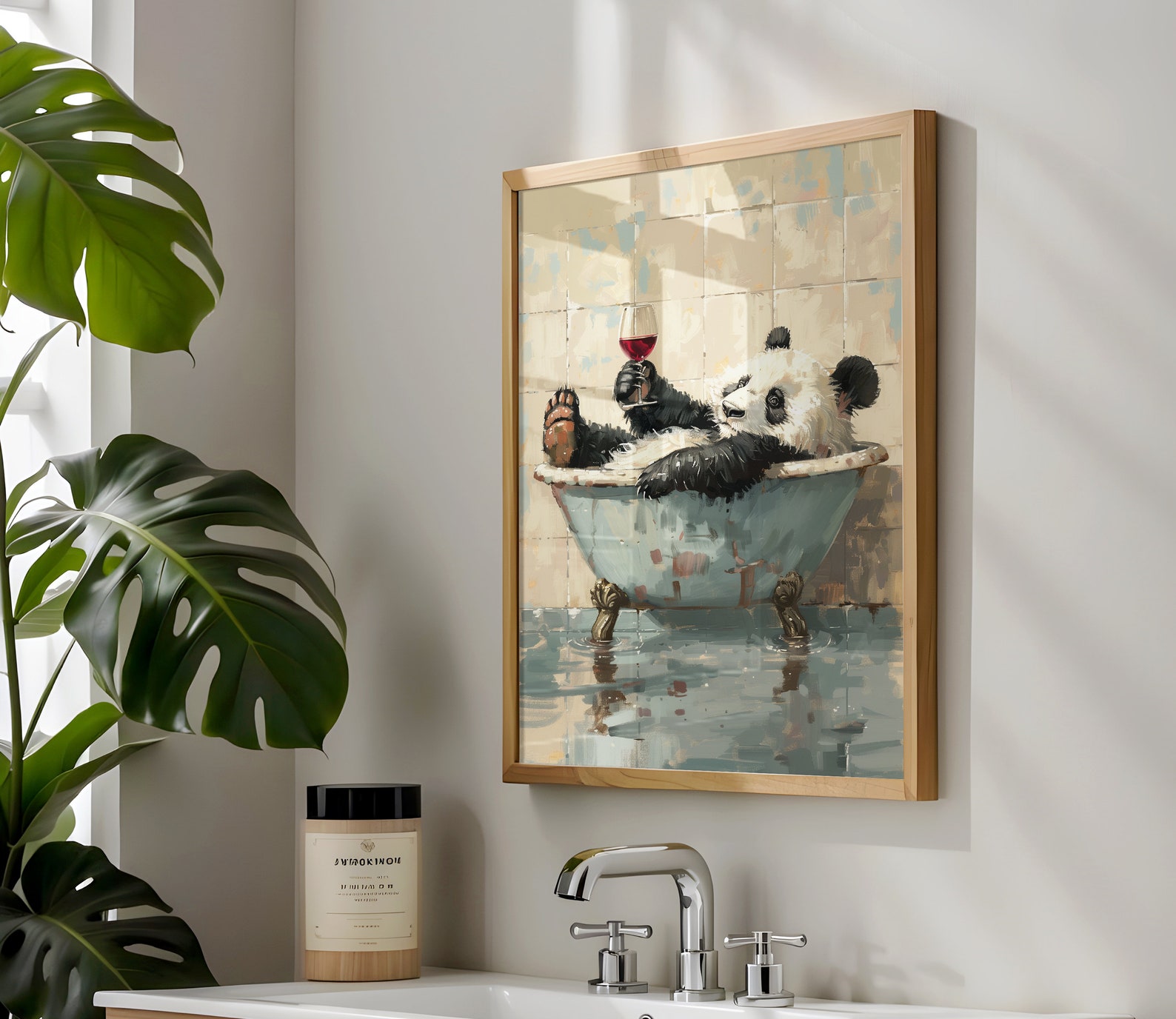 Panda in Bathtub Print - Animal Bathroom Wall Art - Panda Poster ...